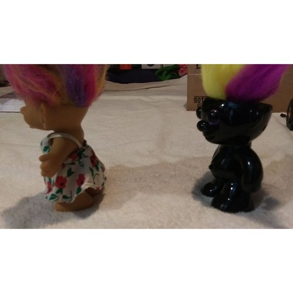 Vintage Troll Dolls, Girl Roses Dress And Gloss Black Dancing battery operated - Picture 3 of 9